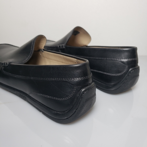 Ecco Men's Classic Moc Black Leather Slip On Loafer Driving Shoes Size 12EW - Picture 8 of 15